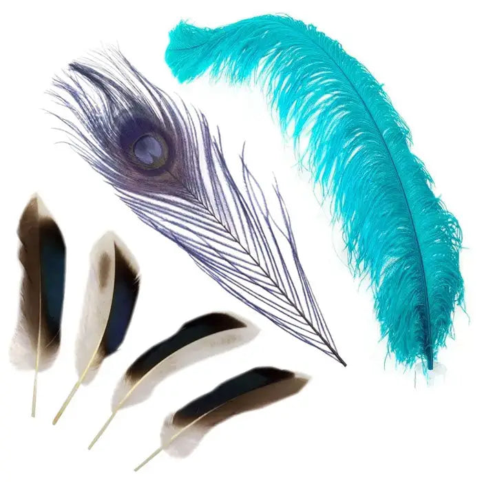 ZUCKER Feather™ Lose Gänse-Biot-Federn Gefärbt Helltürkis – Ca. 15–20 Cm, 18 Stück Pro Packung