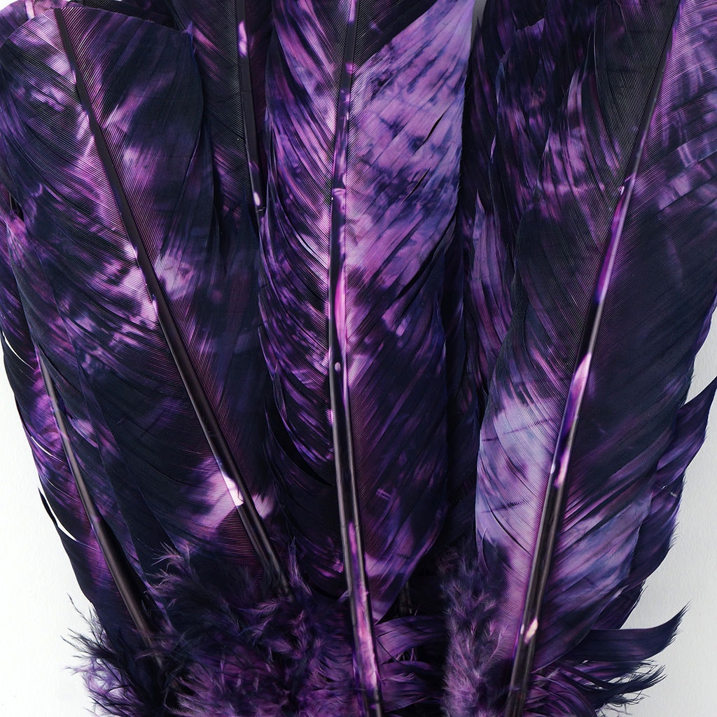 25 PC Custom Tie-Dyed Turkey Feathers 10-12’’ - Orchid Plum - Feathers