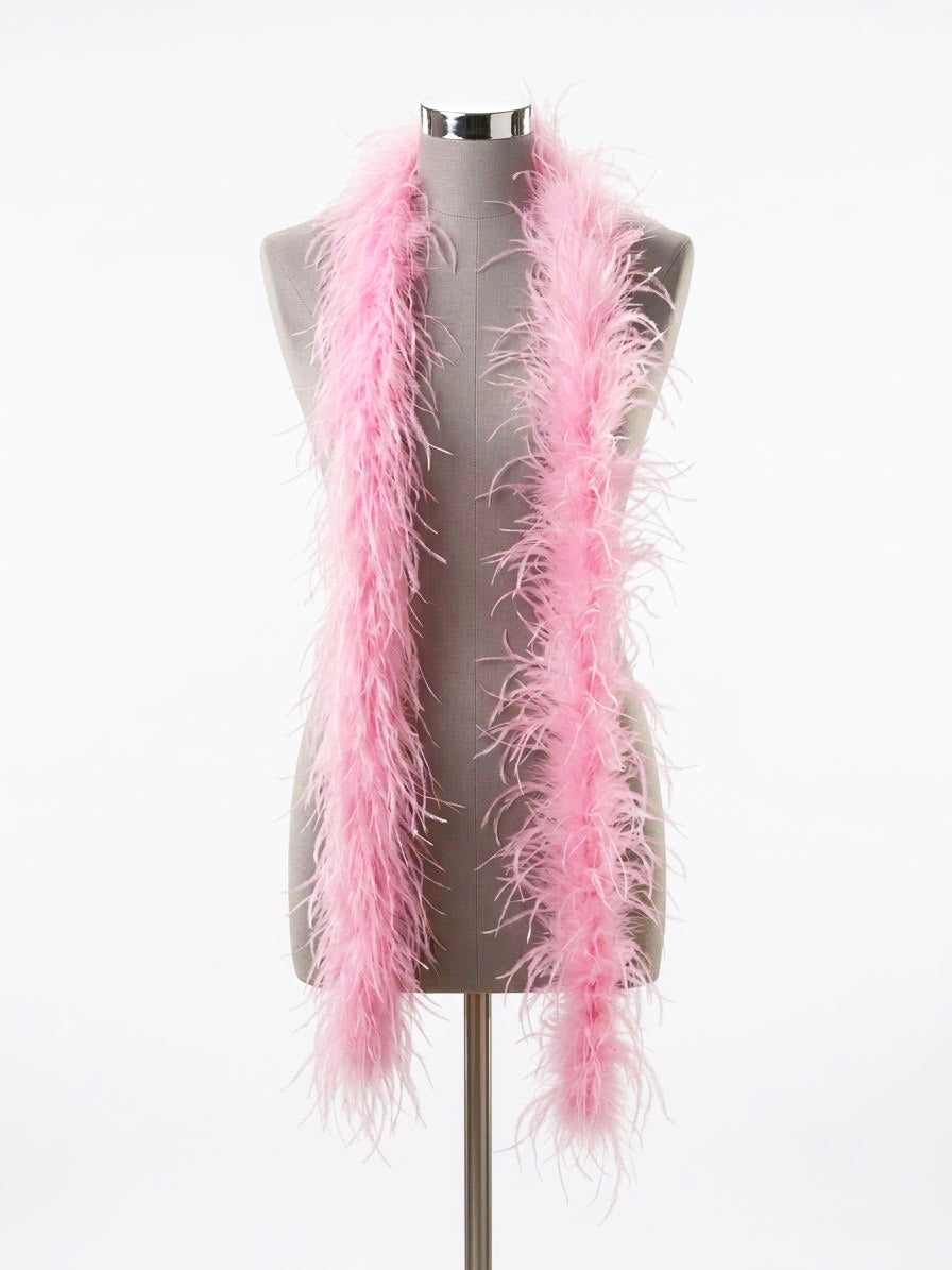 Marabou-Ostrich Boas Solid Color - Candy Pink /Candy Pink