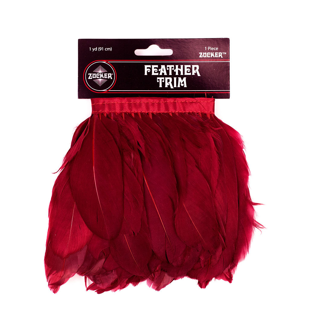 Parried Goose Pallet Feather Fringe - Burgundy