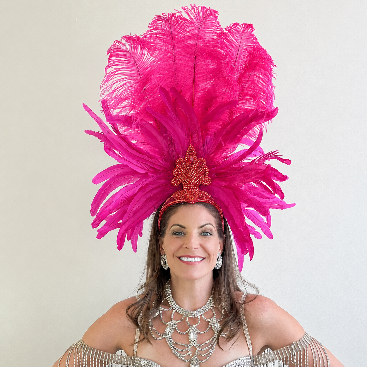 Kitty Shocking Pink Showgirl Feather Headpiece