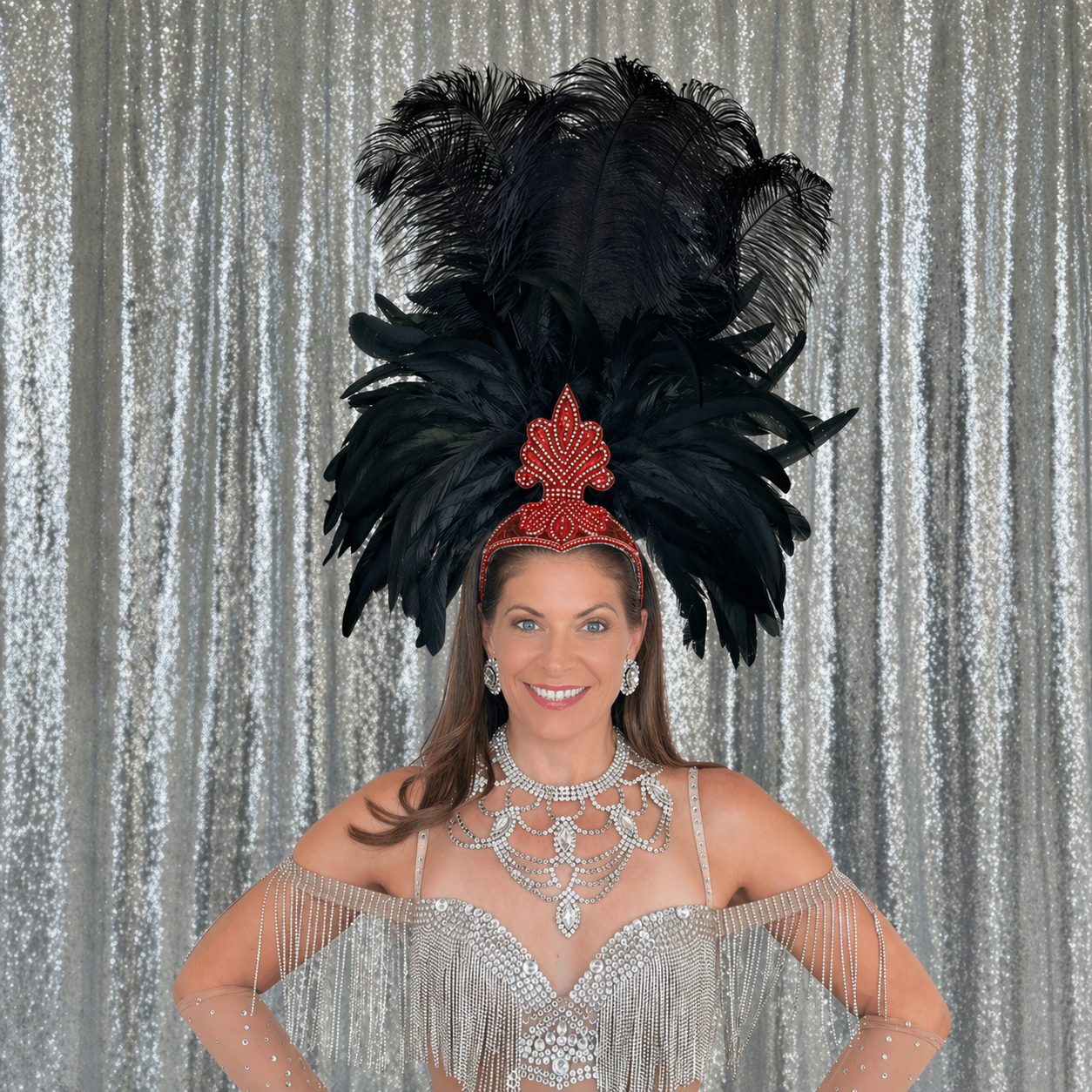 Kitty Showgirl Black Feather Headpiece