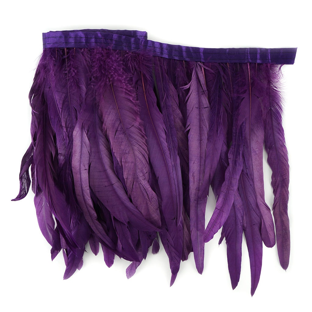 Bleach Dyed Coque Tail Feather Fringe - 12-14’’ - Purple - Feathers