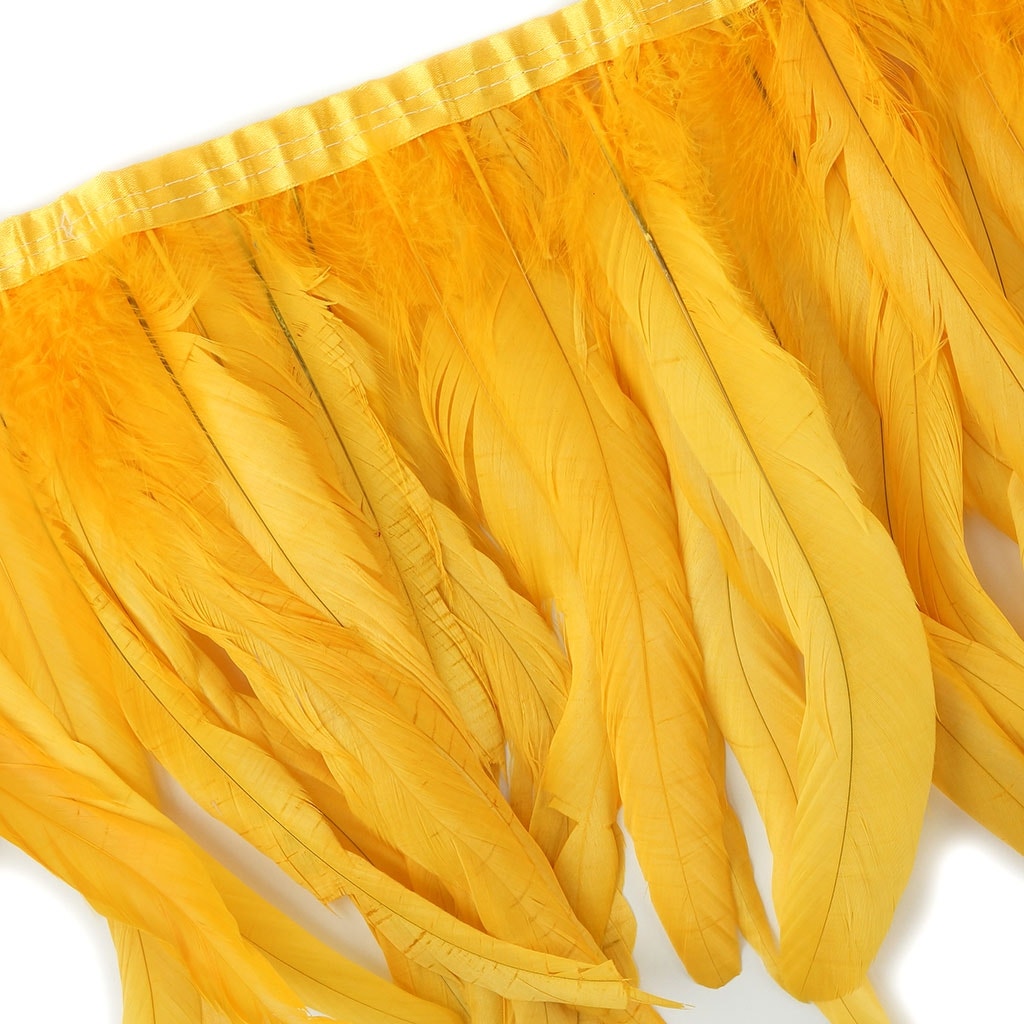 Bleach Dyed Coque Tail Fringe - 10-12’’ - Gold - Feathers