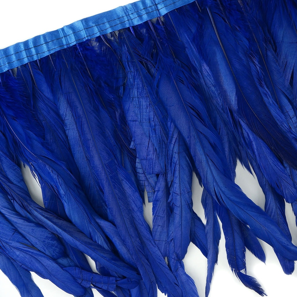 Bleach Dyed Coque Tail Fringe - 10-12’’ - Royal - Feathers