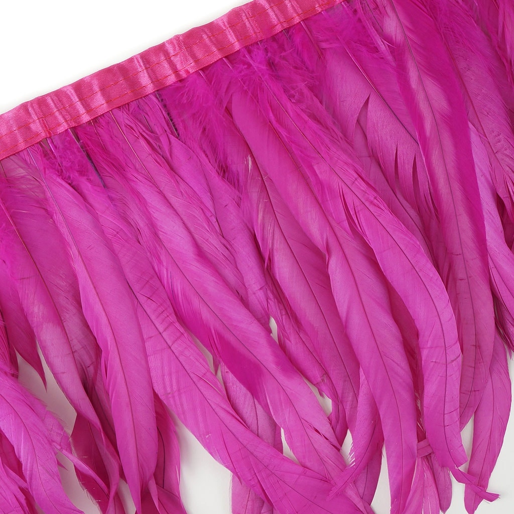Bleach Dyed Coque Tail Fringe - 10-12’’ - Shocking Pink - Feathers