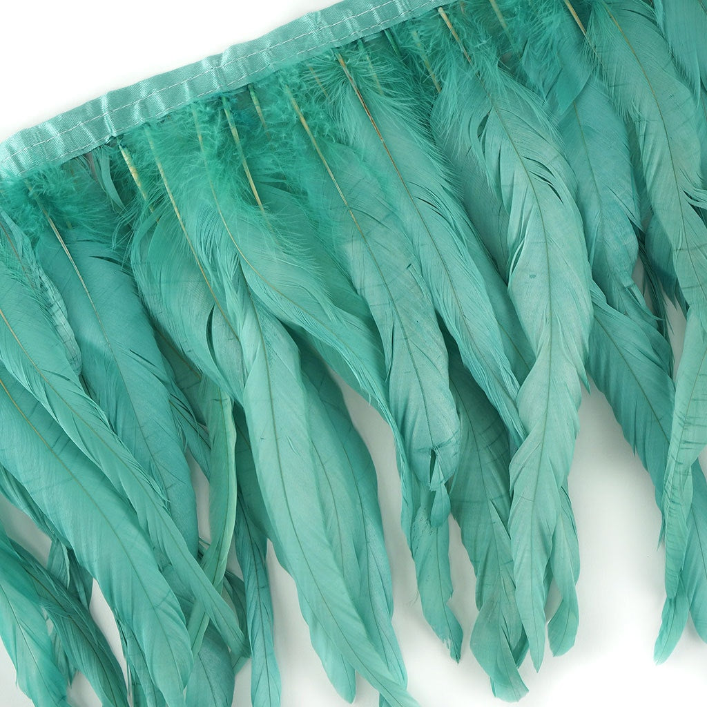 Bleach Dyed Coque Tail Fringe - 12-14’’ - Aqua Marine - Feathers