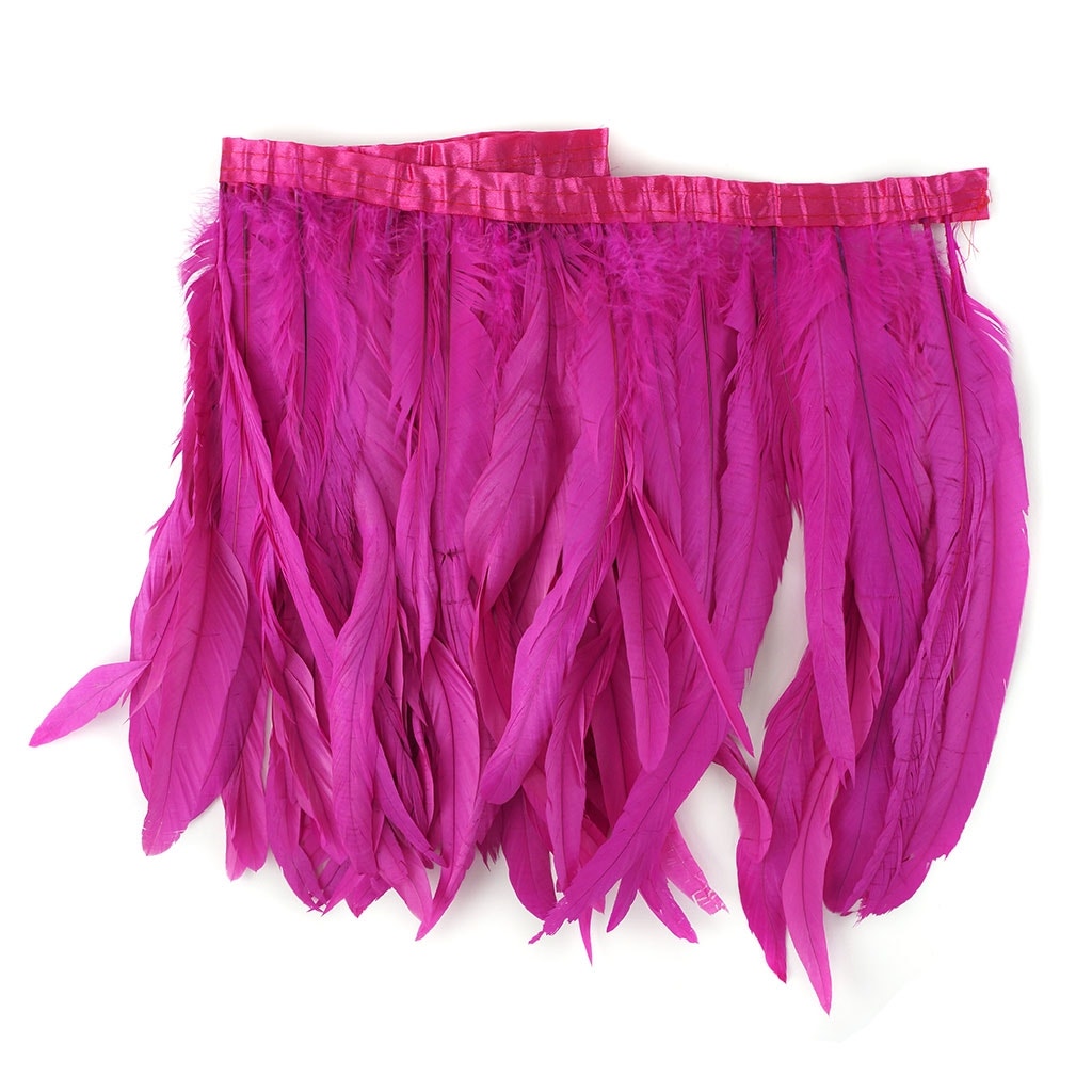 Bleach Dyed Coque Tail Fringe - 12-14’’ - Shocking Pink - Feathers