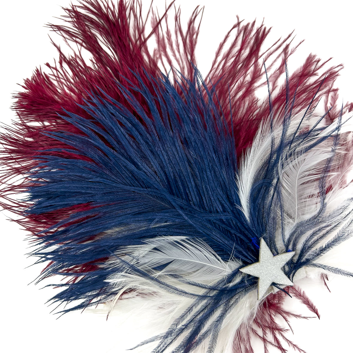 Lady Ann Feather Headband --Burgundy/Ivory/Navy