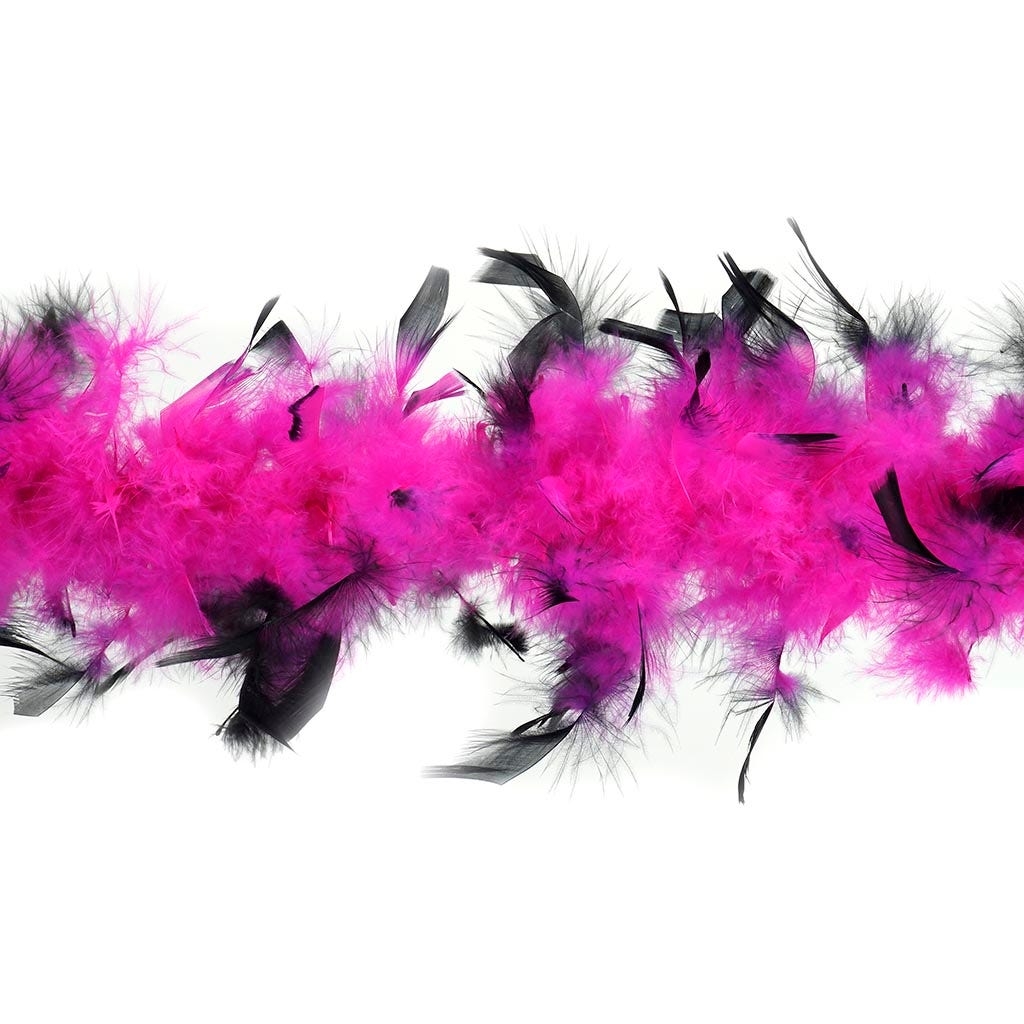 Chandelle Boa - Lightweight - Tipped - Shocking Pink/Black - 2 yards (6 ft) - Feathers