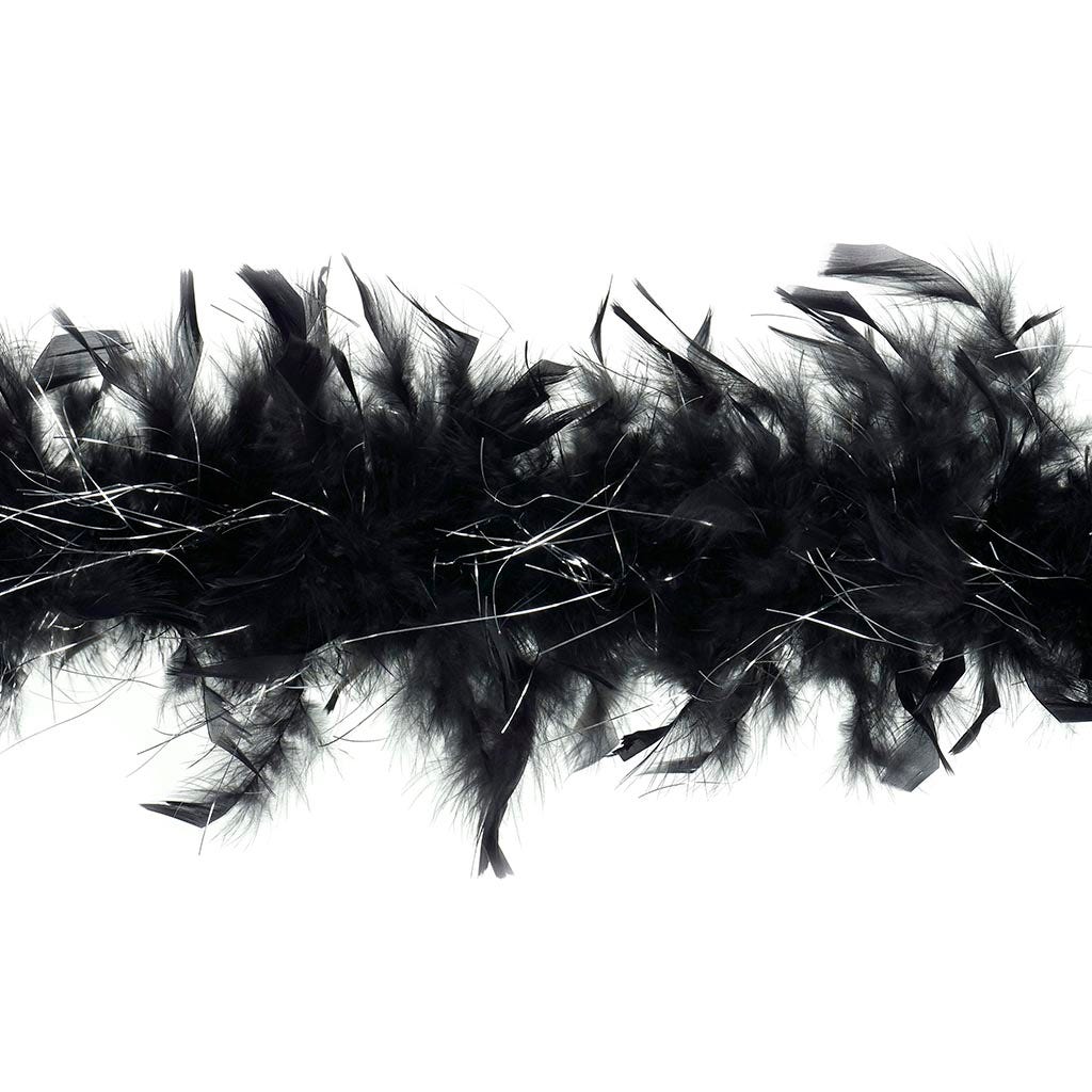 Chandelle Feather Boa - Lightweight - Black with Silver Lurex - Chandelle Boa