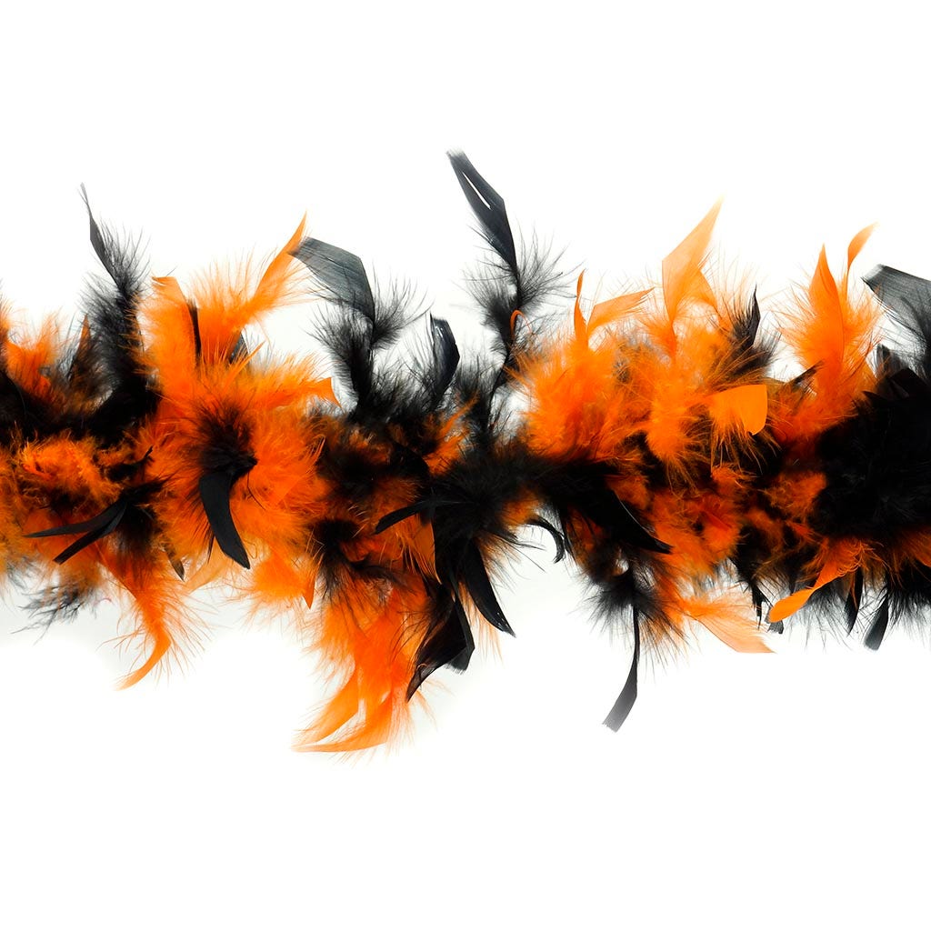 Chandelle Feather Boa - Lightweight Colors - Black/Orange - Chandelle Boa
