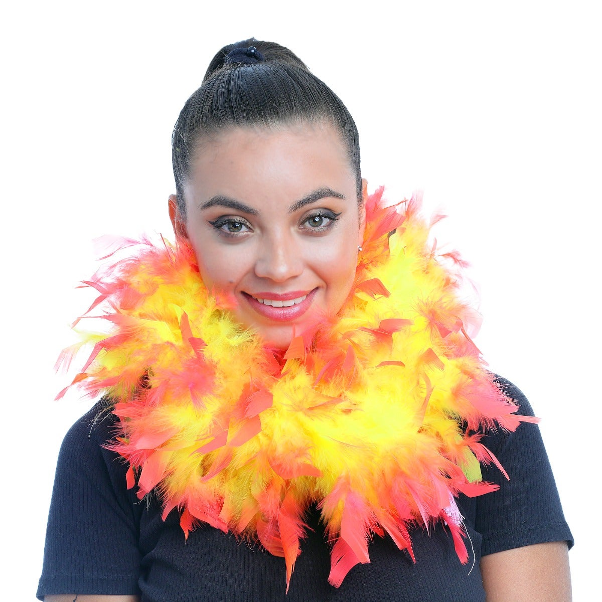 Chandelle Feather Boa - Medium Weight - Tipped - Fluorescent Yellow/Shocking Pink - Chandelle Boa