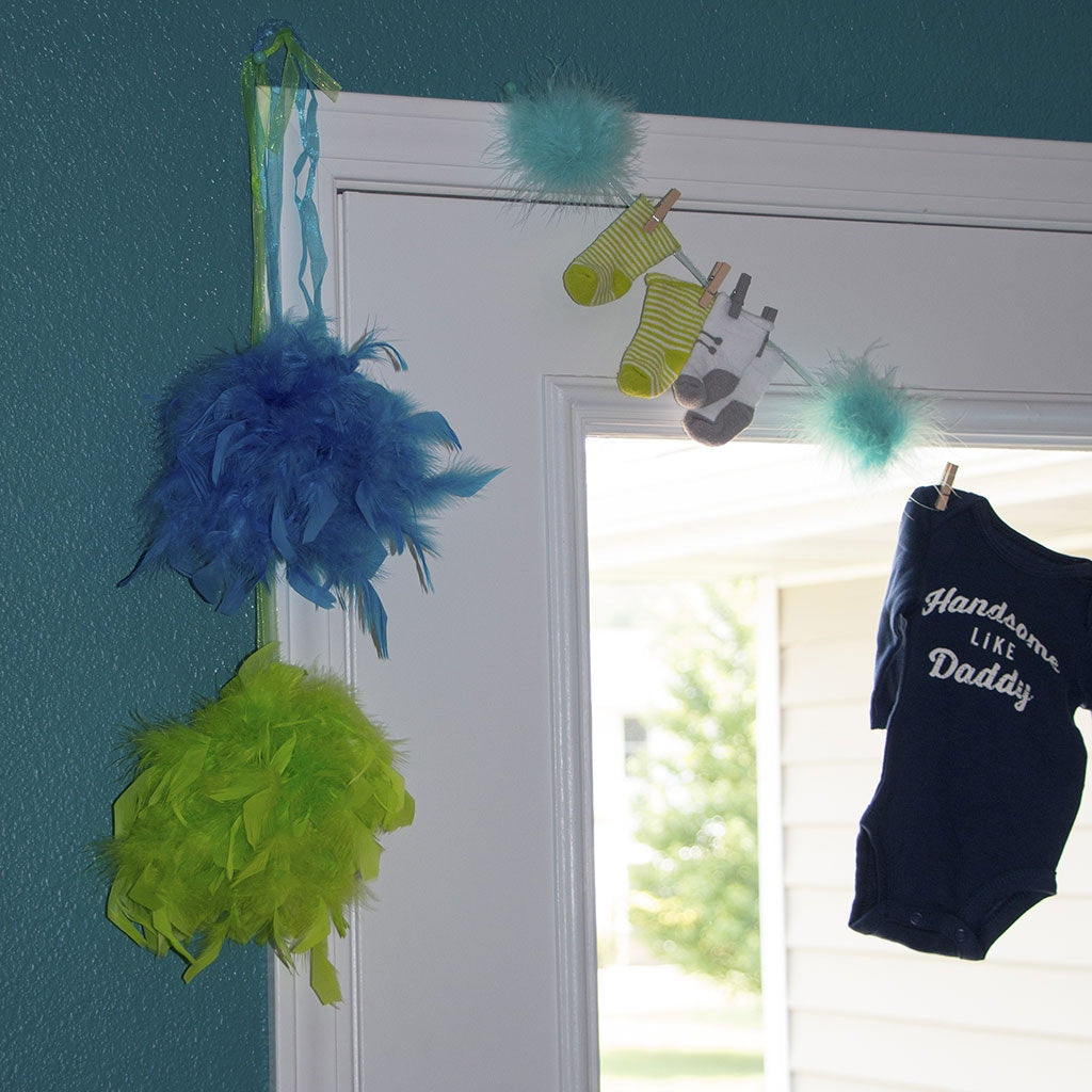 Chandelle Feather Pom Poms - Lime - Feathers