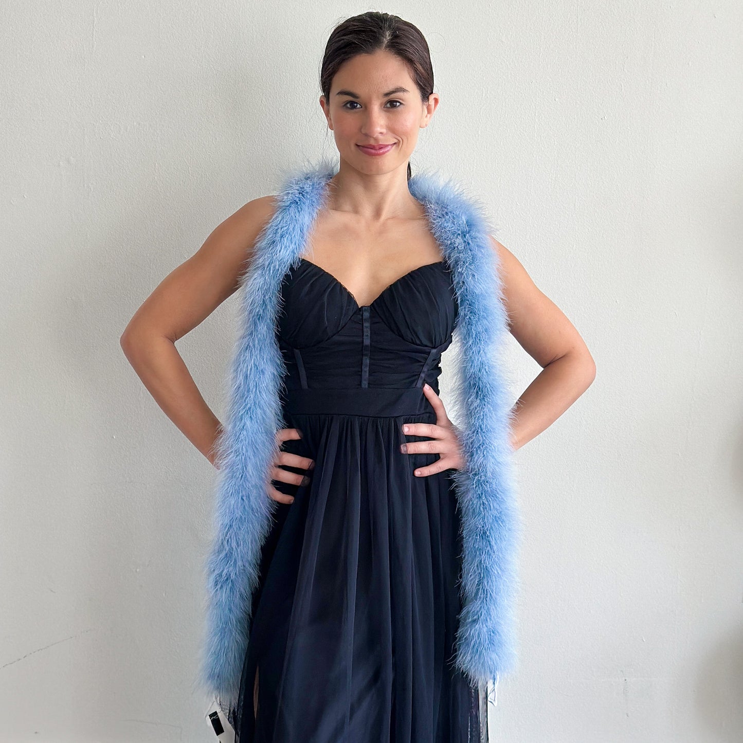 Full Marabou Feather Boa - Dusty Blue