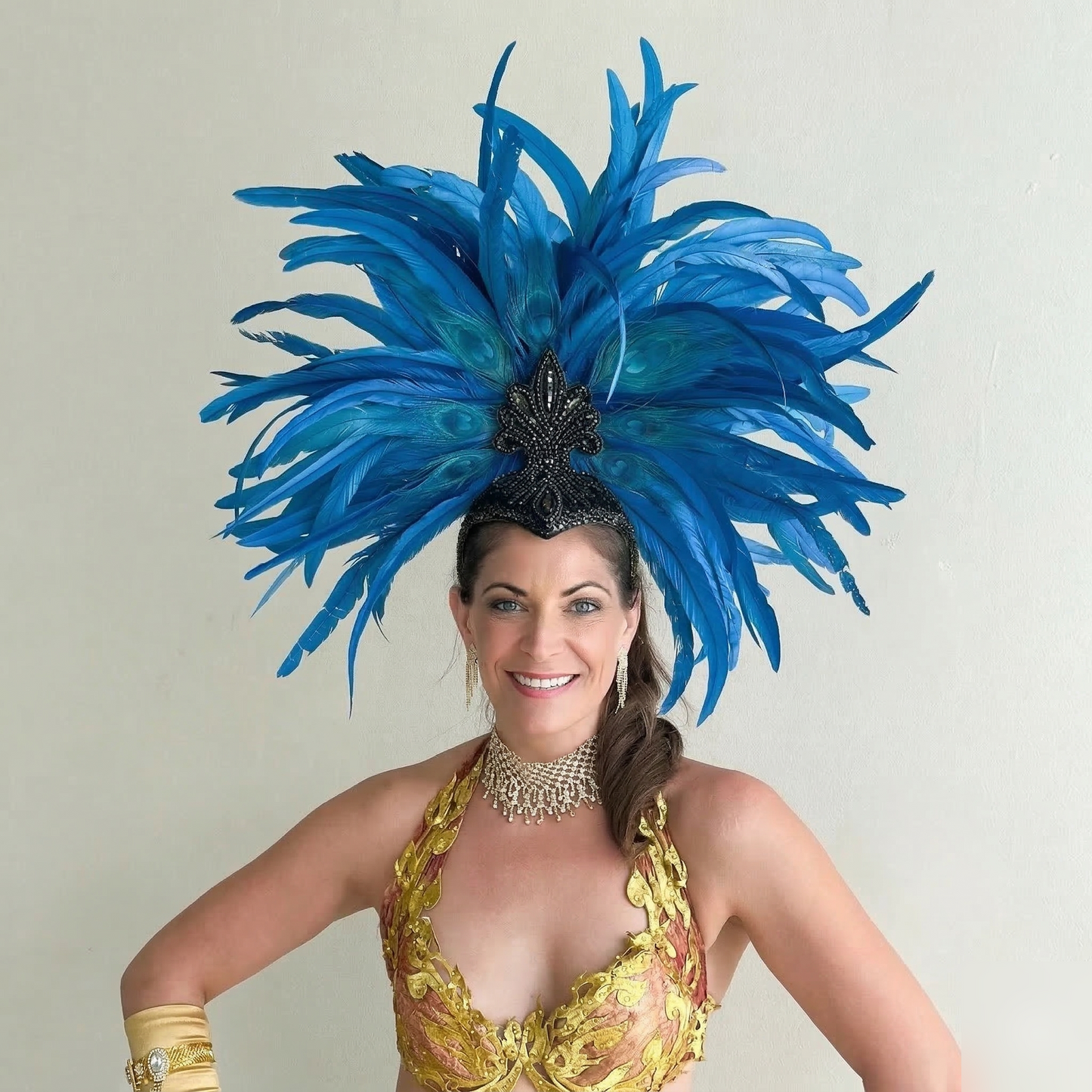 Zizi Dark Turquoise Showgirl Feather Headpiece