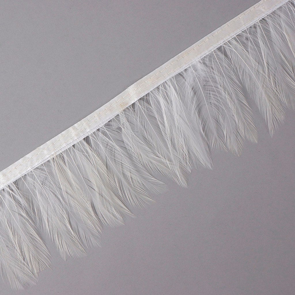 Dyed Hackle Feather Fringe - White - Feathers