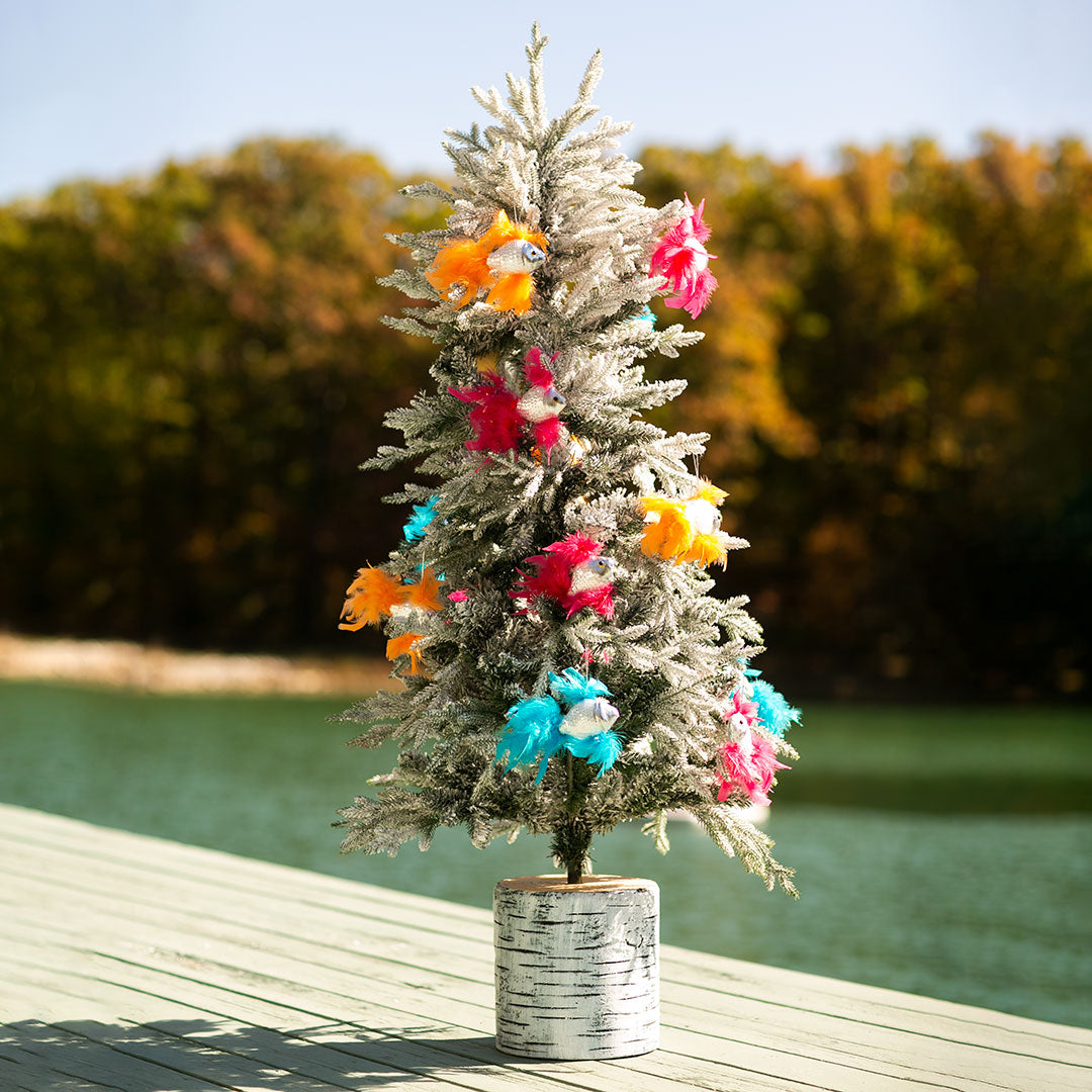 Feather Fish Ornament Silver/Dark Turquoise - Feathers