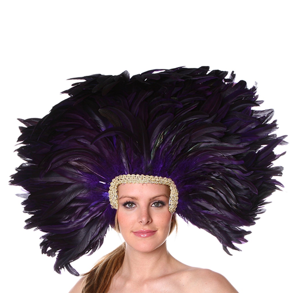 Feather Headdress Mask-Dyed - Regal - Feathers