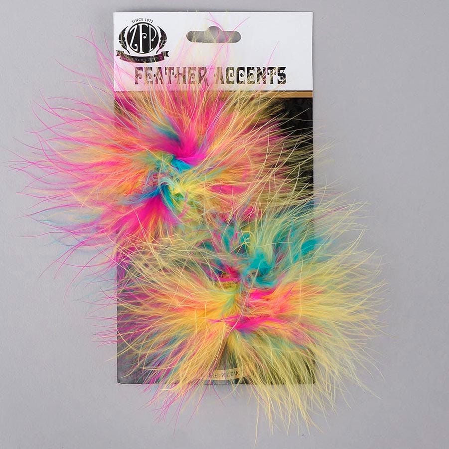 Feather Shoe Clip w/Multi Marabou - Hot Mix - Feathers
