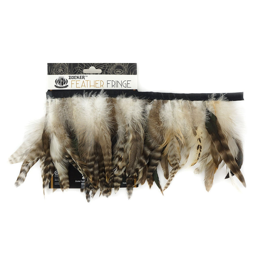Grey Striped Schlappen Fringe Dyed Natural - Feathers