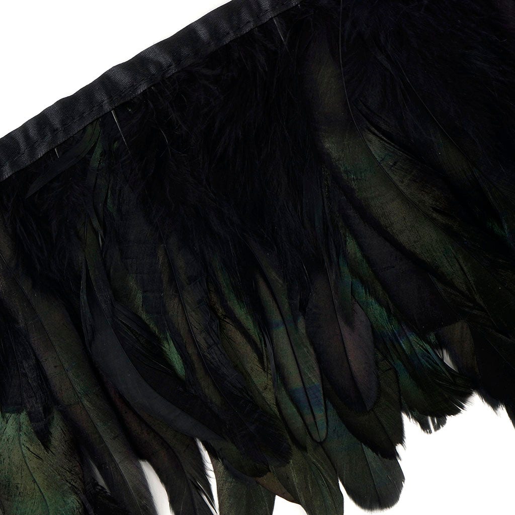 Half Bronze-Irid Coque Fringe - Black/Iridescent - Feathers