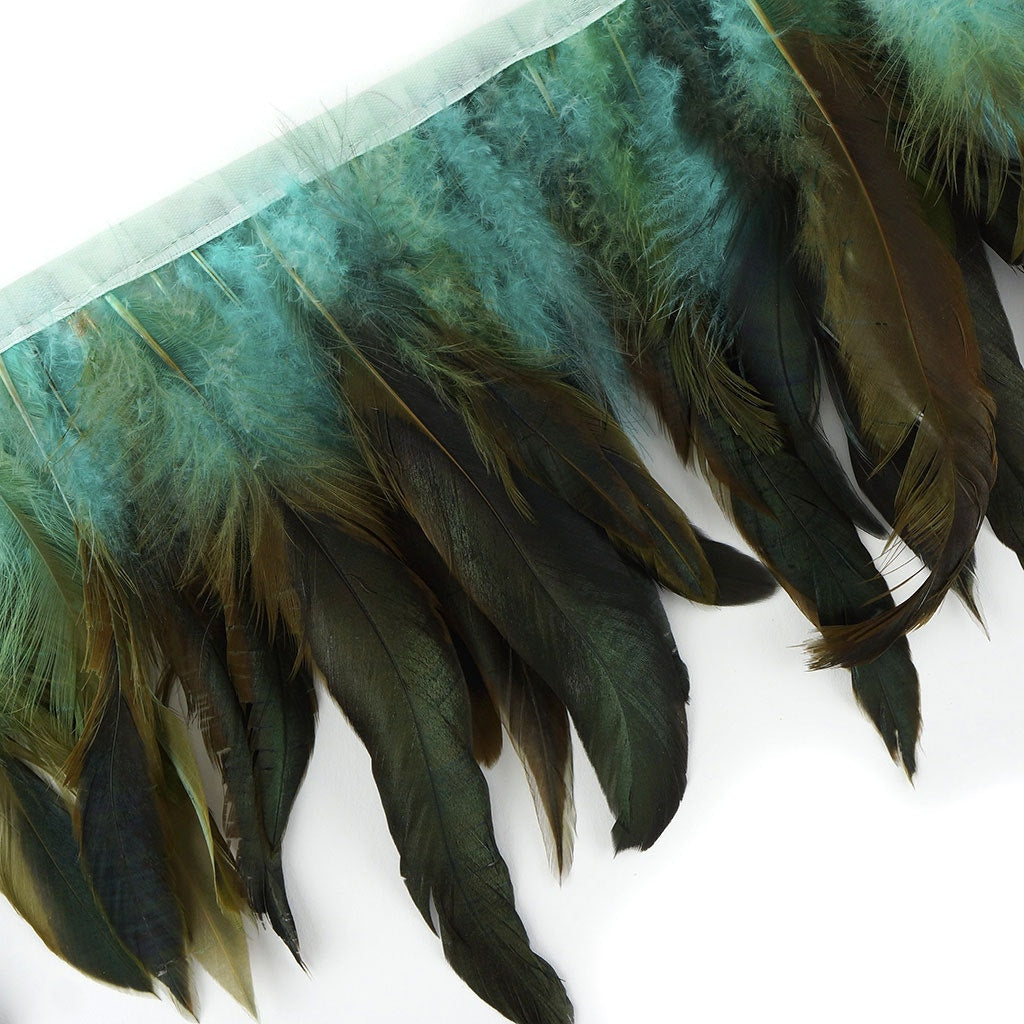 Half Bronze-Irid Schlappen Fringe Dyed Dark Aqua - Feathers