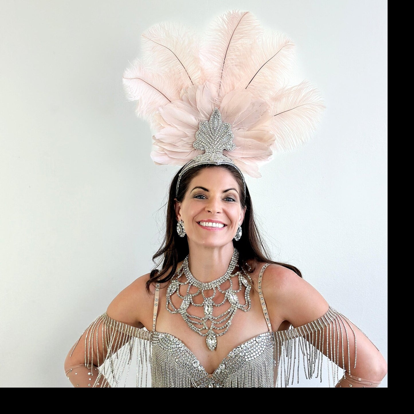 Ginger Champagne Showgirl Feather Headpiece