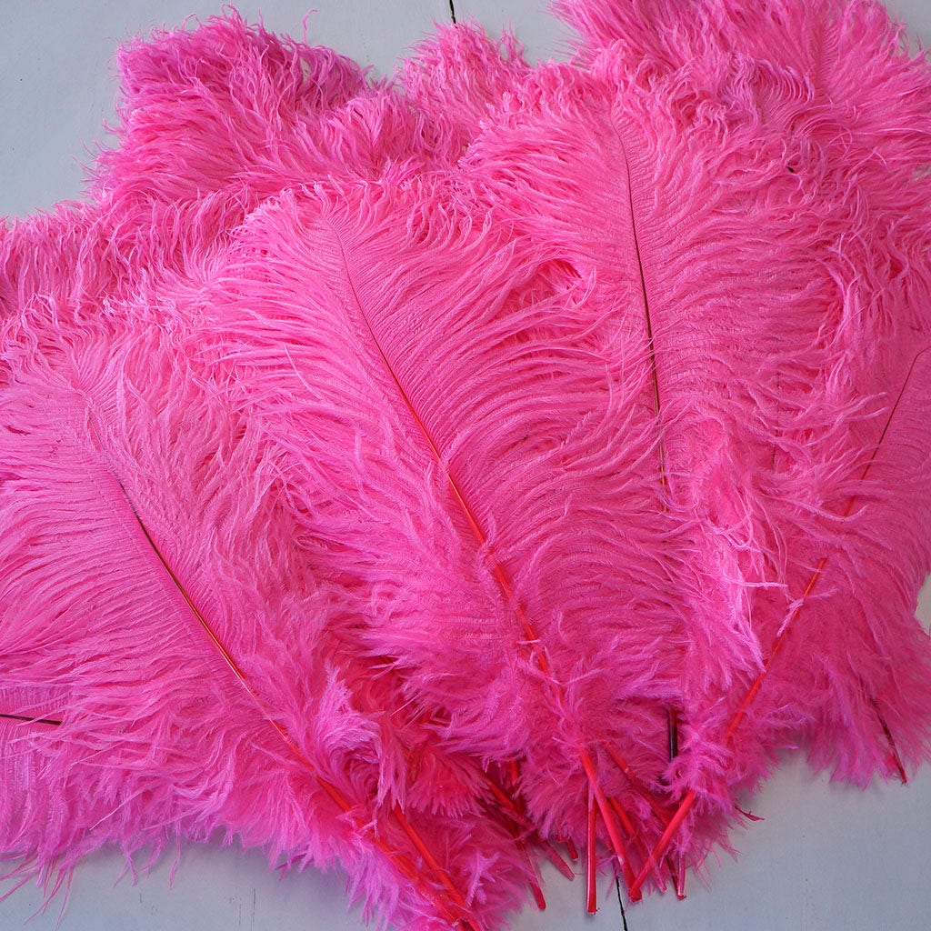 Large Ostrich Feathers - 17’’ + Drabs - Pink Orient - 12 pieces - Ostrich Feathers