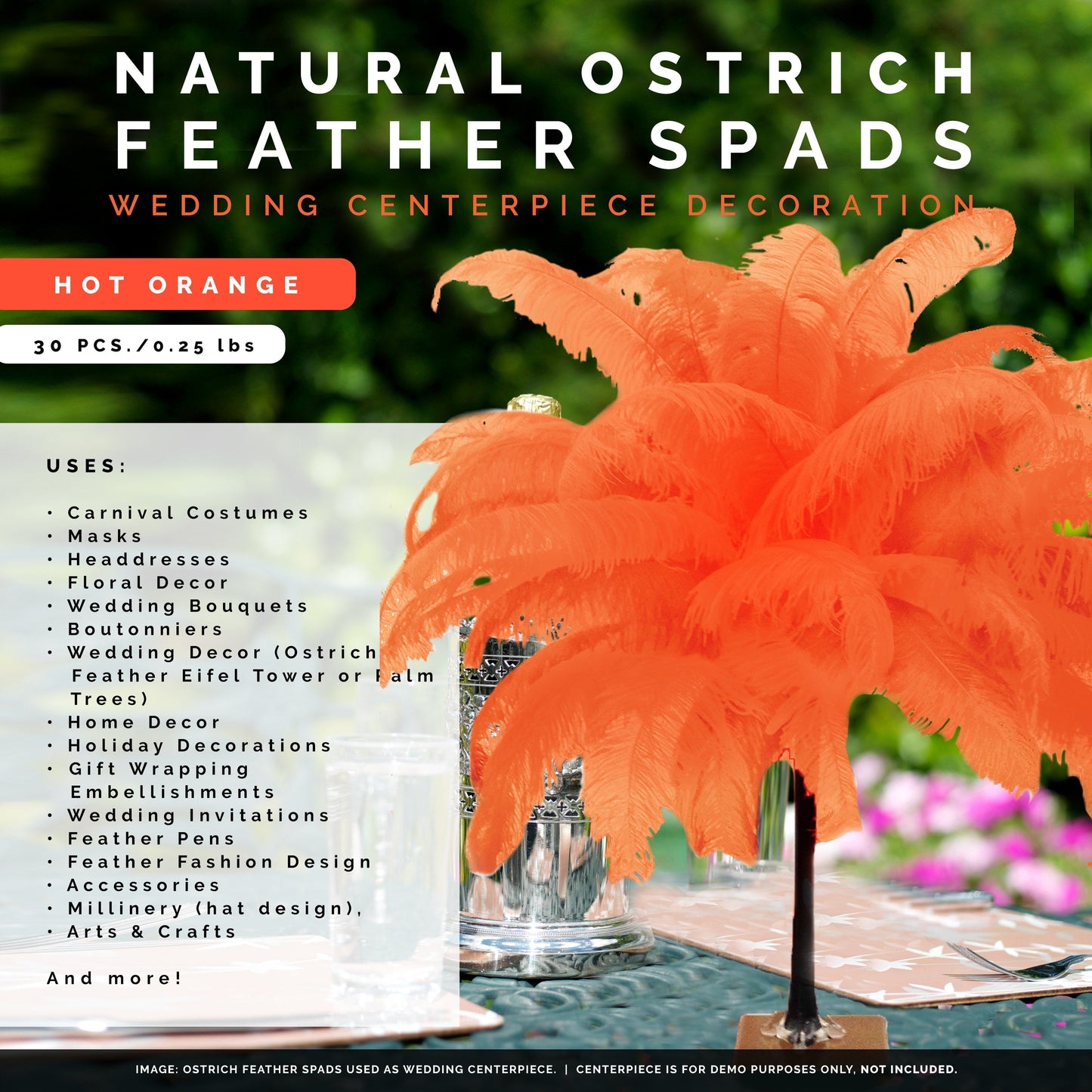 Large Ostrich Feathers - 18-24’’ Spads - Hot Orange - Ostrich Feathers