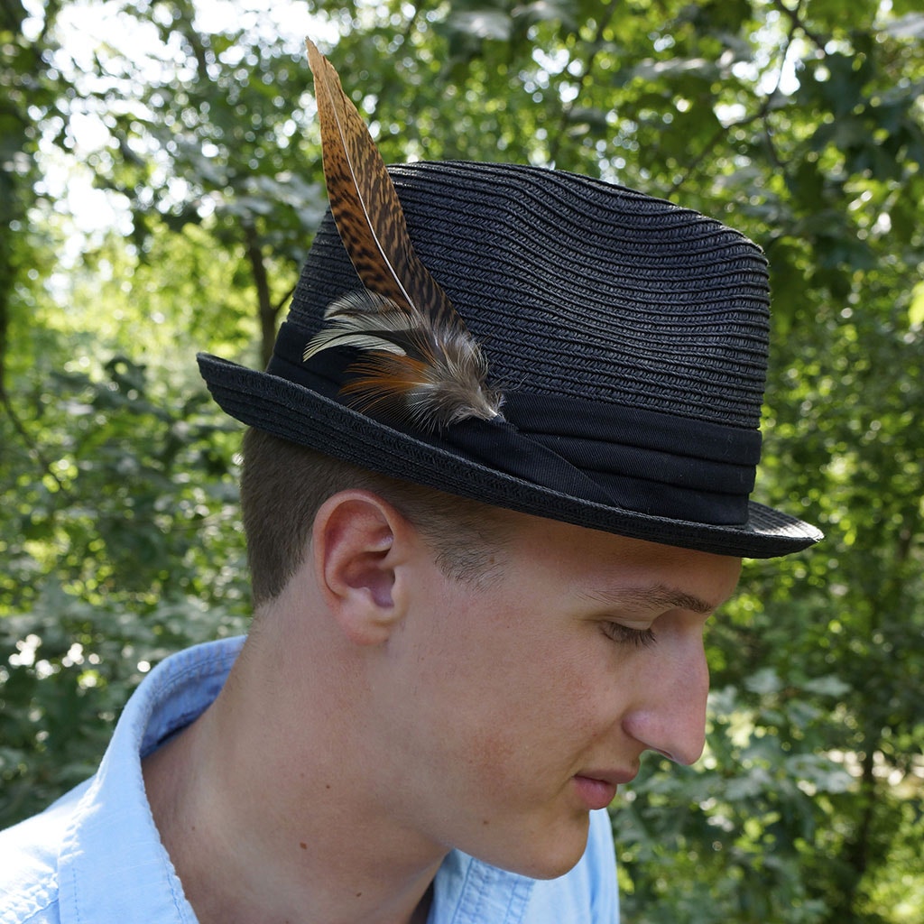 Light Hat Feather Trim With Pheasant and Hackle - Natural - Feathers