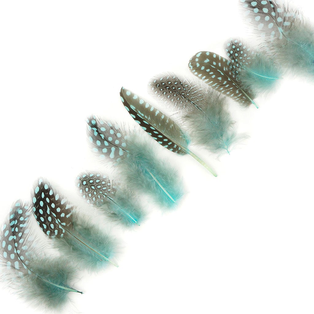 Loose Guinea Plumage Dyed - Light Turquoise - 0.1 oz (approx. 50 pcs) - Feathers