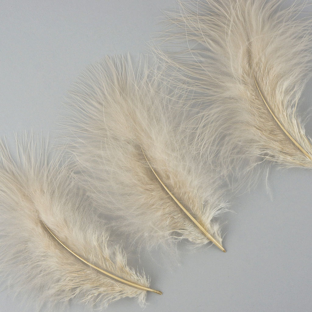 Loose Turkey Marabou Feathers 3-8’’ Dyed - Beige - 1 lb. bulk - Turkey Feathers