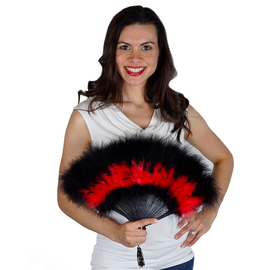 Marabou Feather Fan Multi Color - Red/Black - Feathers