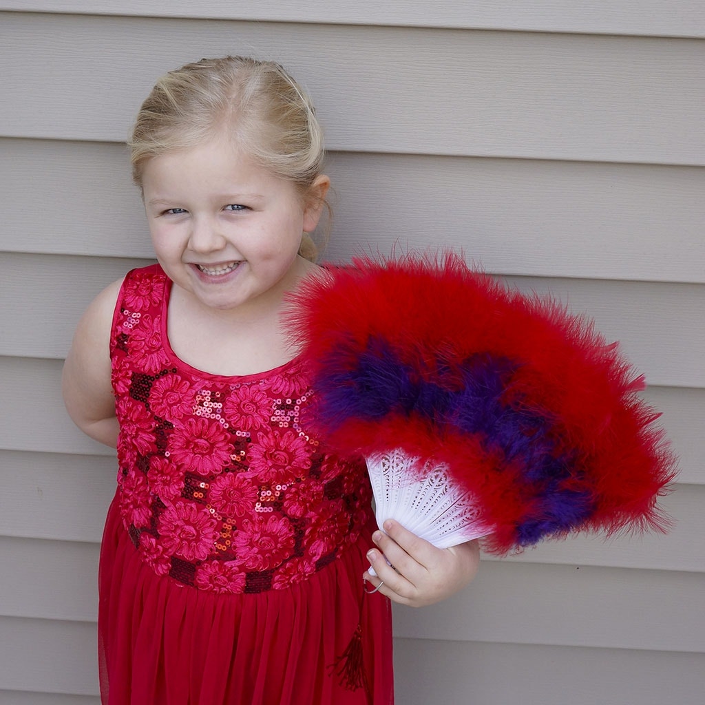 Marabou Feather Fan Multi Color Red/Regal/Red - Feathers