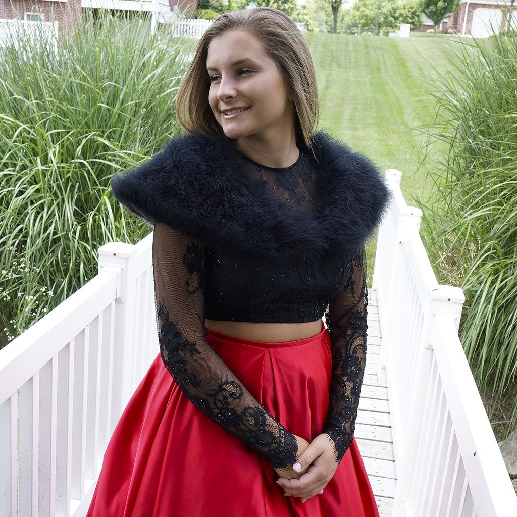 Marabou Feather Shawl w/Hook - Black - Feathers