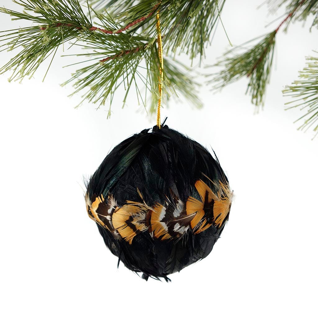Natural Bronze Feather Ornament 3’’ ball Natural - Feathers