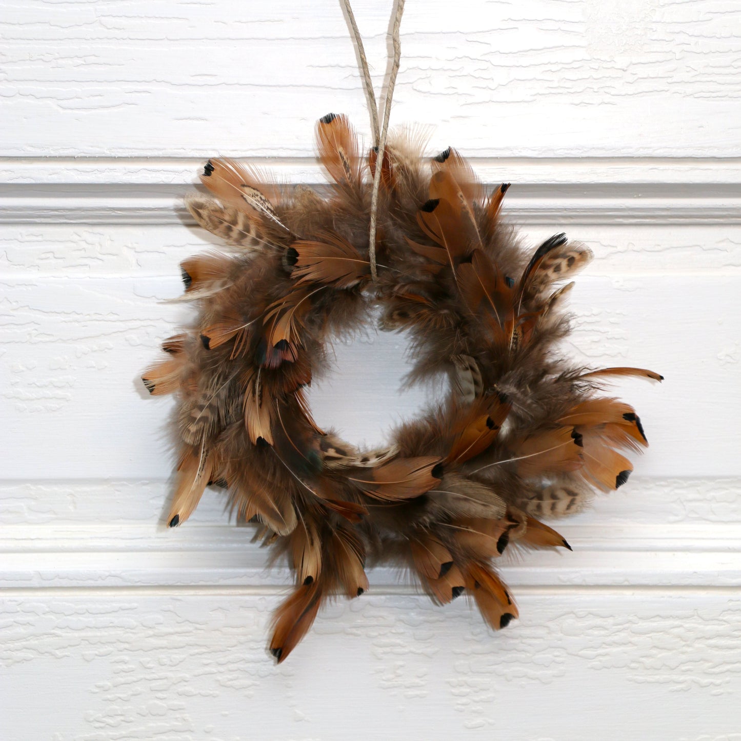 Natural Pheasant Feather Wreath Ornament - Feathers