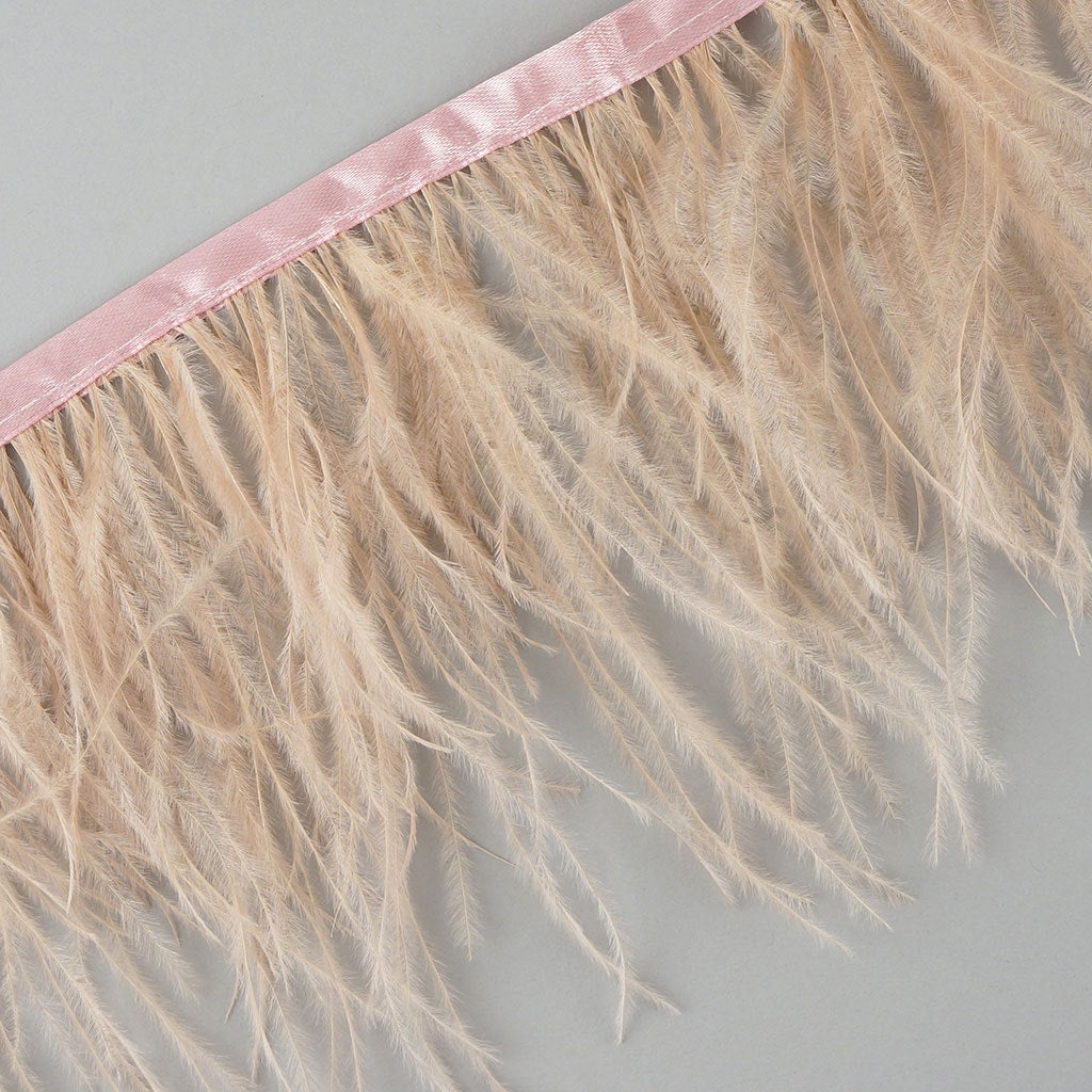 One-Ply Ostrich Feather Fringe - 1 Yard - Apricot Blush - Feathers
