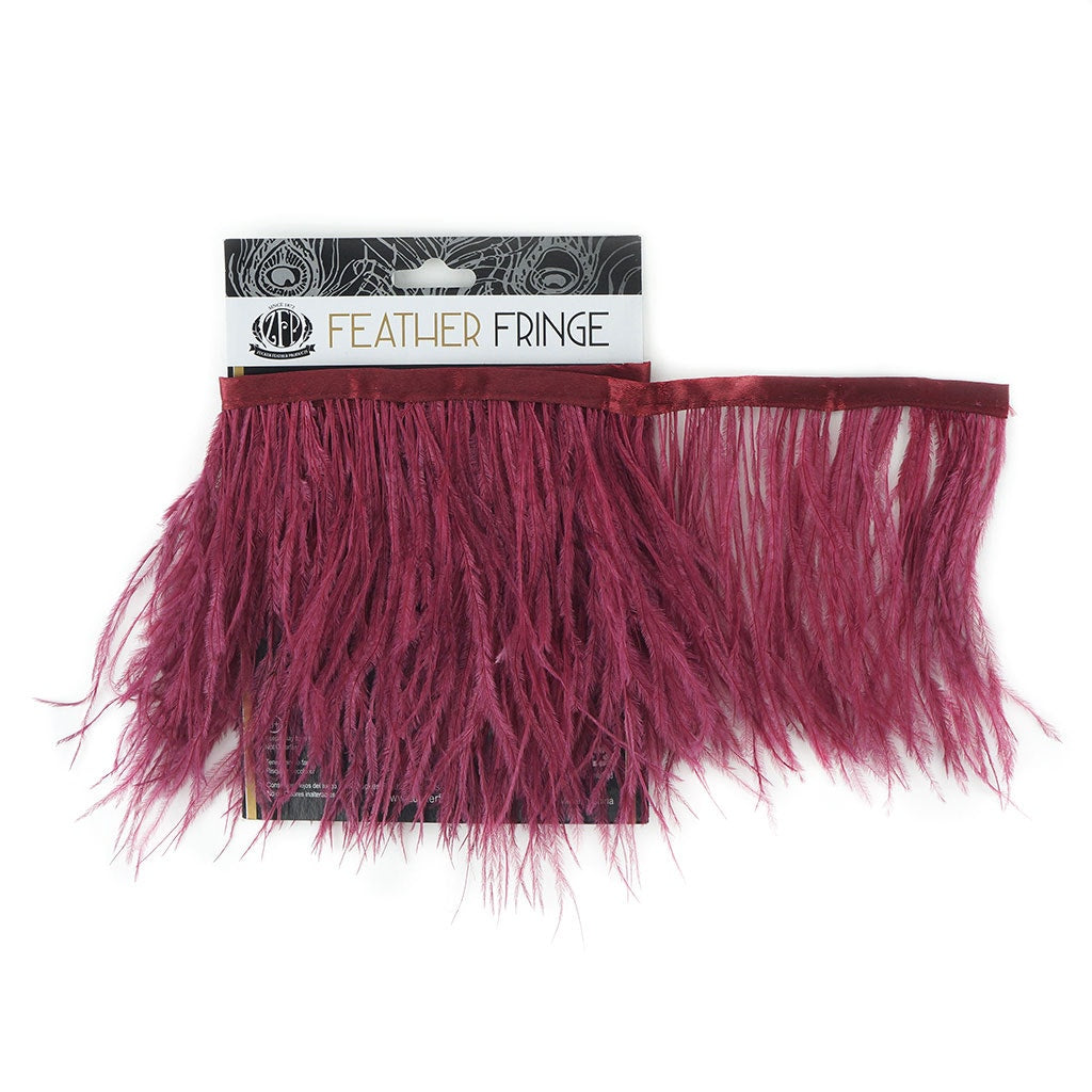 One-Ply Ostrich Feather Fringe - 1 Yard - Burgundy - Feathers