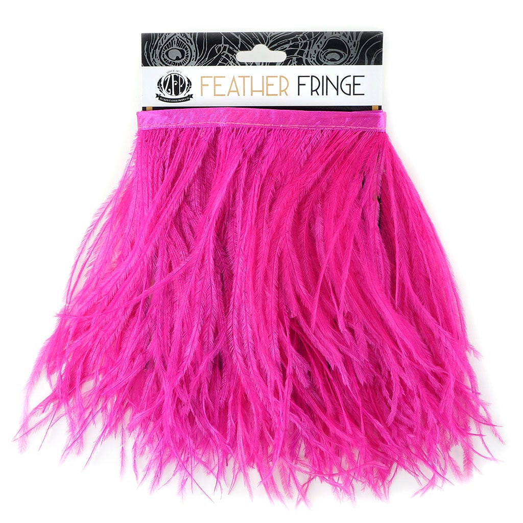 One-Ply Ostrich Feather Fringe - 1 Yard - Shocking Pink - Feathers