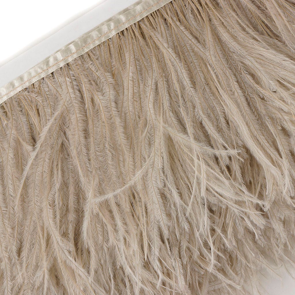 One-Ply Ostrich Feather Fringe - 5 Yards - Oatmeal - Feathers
