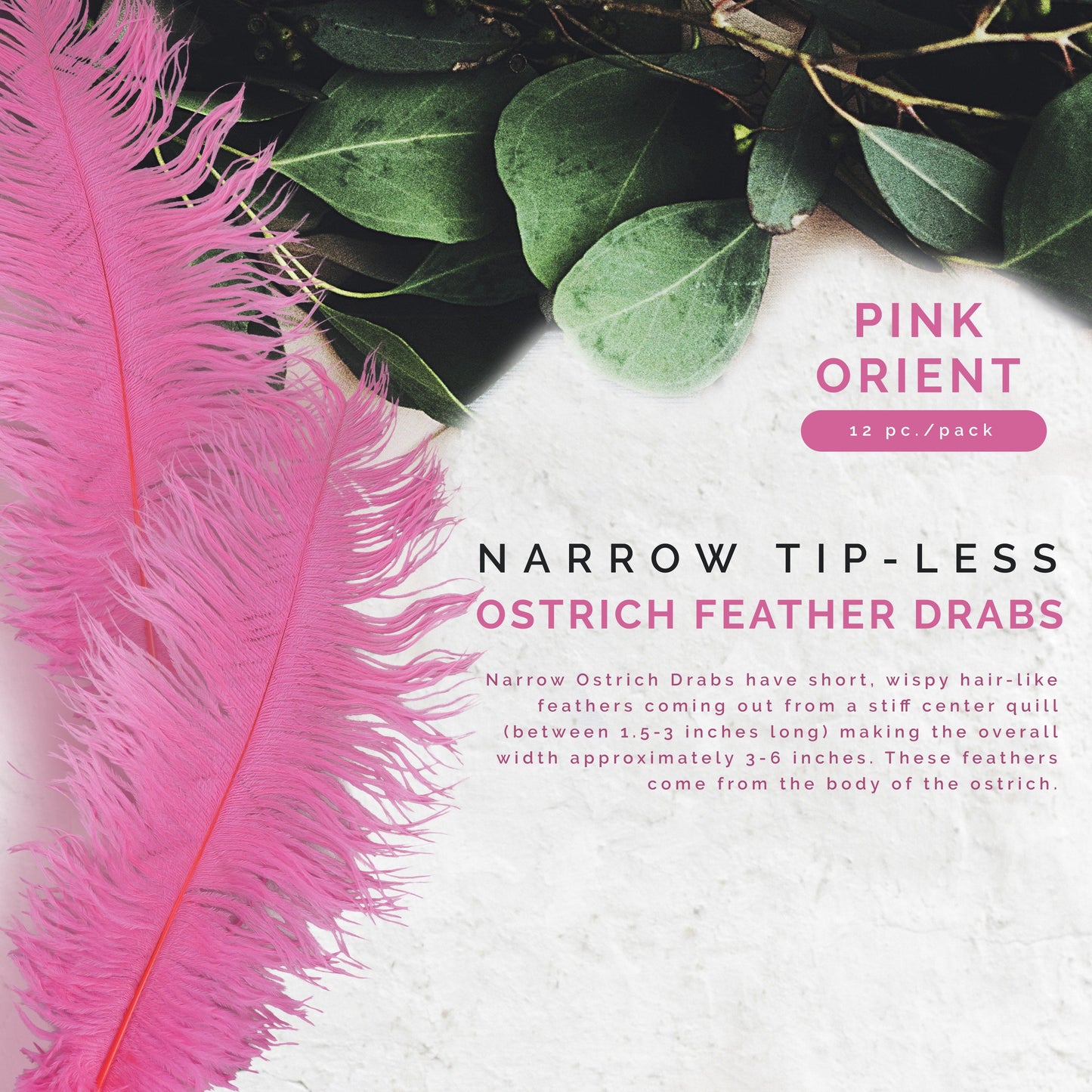 Ostrich Feathers-Narrow Drabs - Pink Orient - Feathers