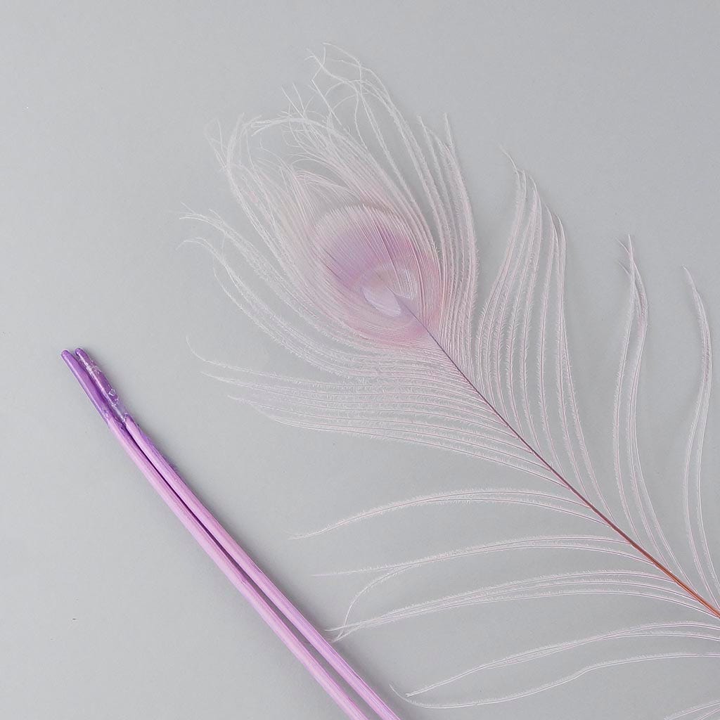 Peacock Eyes Bleached/Dyed Feathers - 25-40 Inch - 10 PCS - Orchid - Feathers