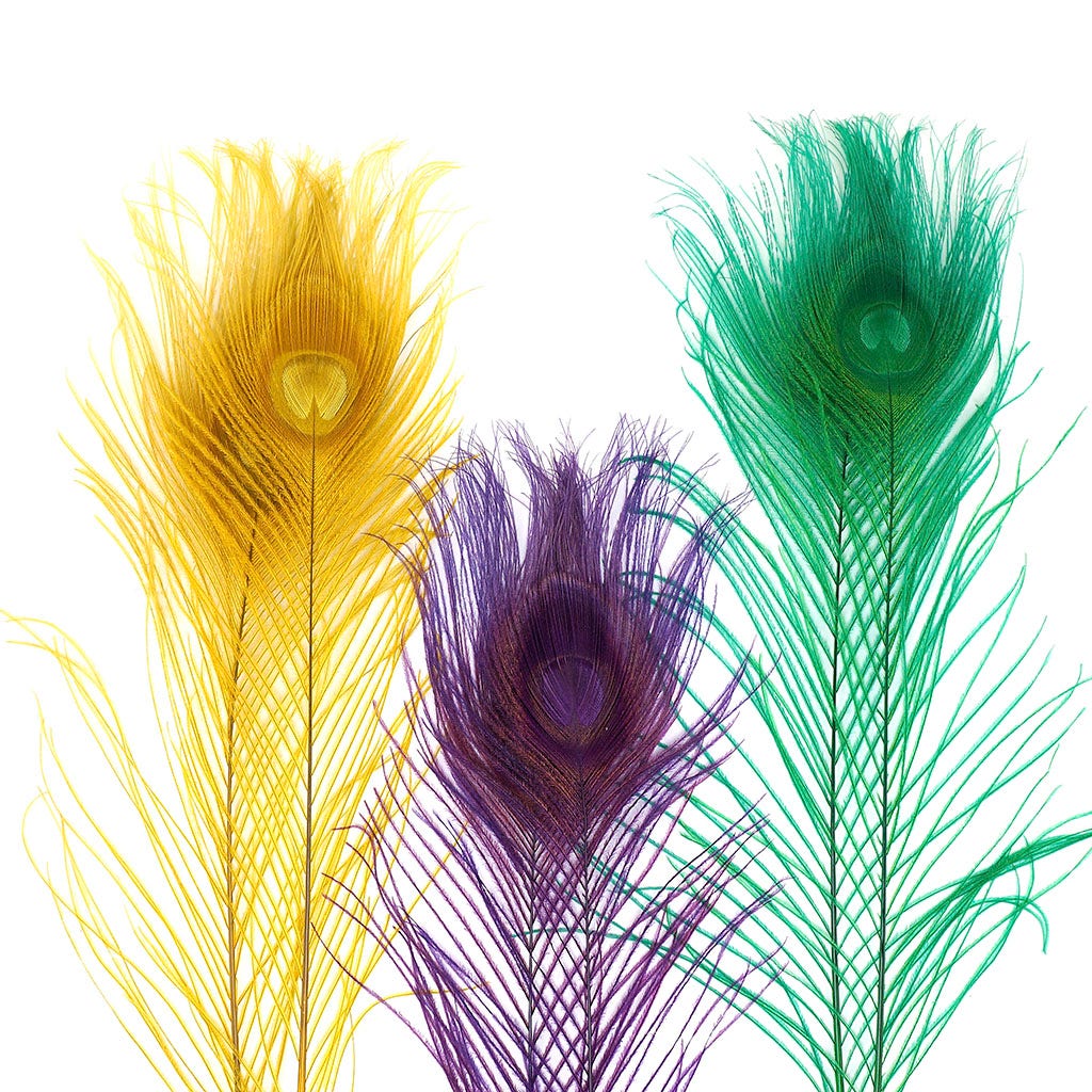 Peacock Tail Eyes Bleached Mix - Mardigras Mix - 8-15’’ - Feathers