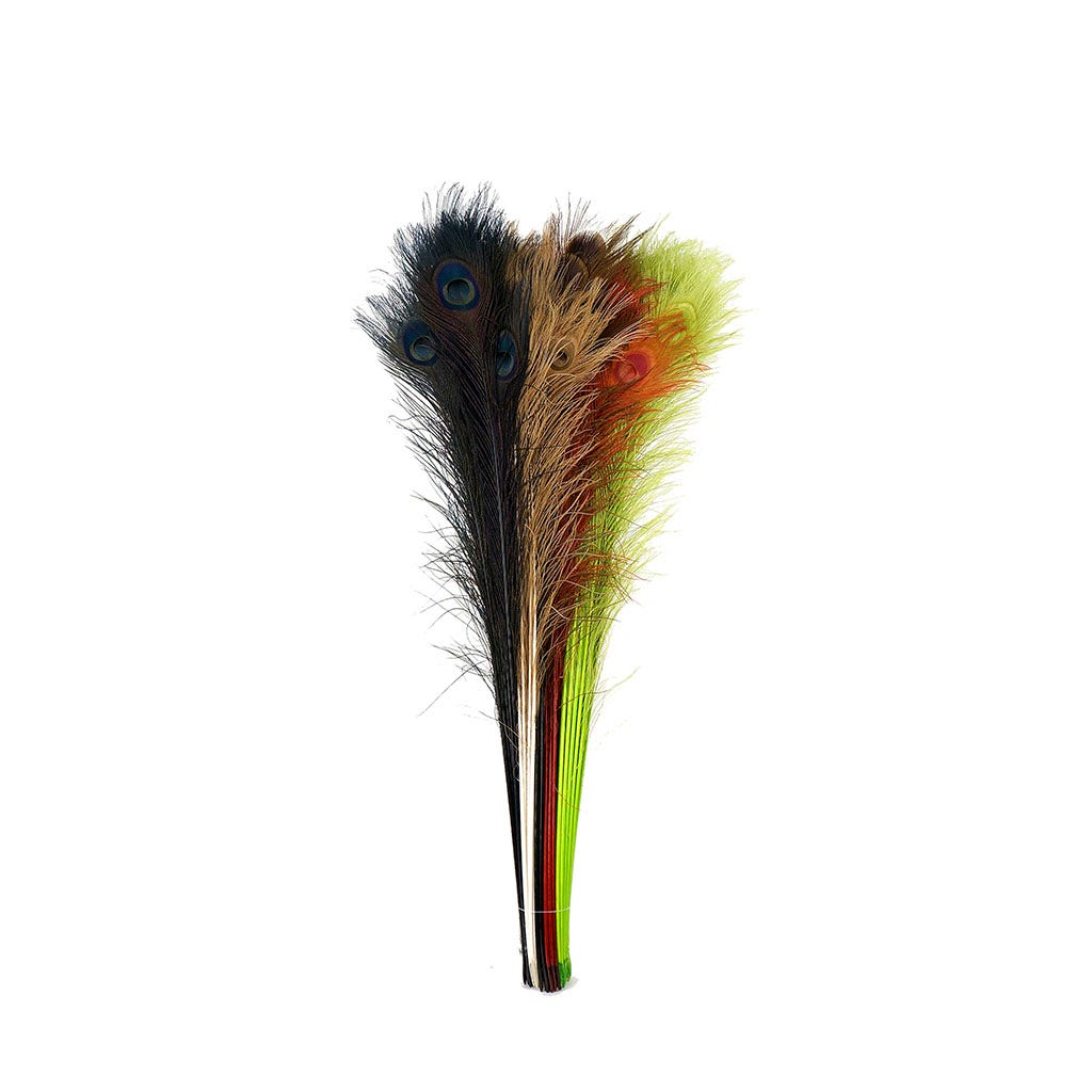 Peacock Tail Eyes Bleached - Vintage Mix - 25 - 40’’ - Feathers