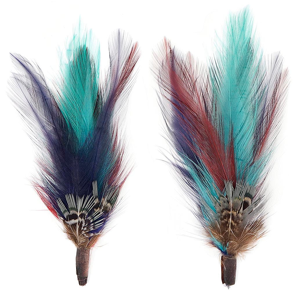 Pheasant Hackle Feather Hat Trims Copper Dark Aqua Plum