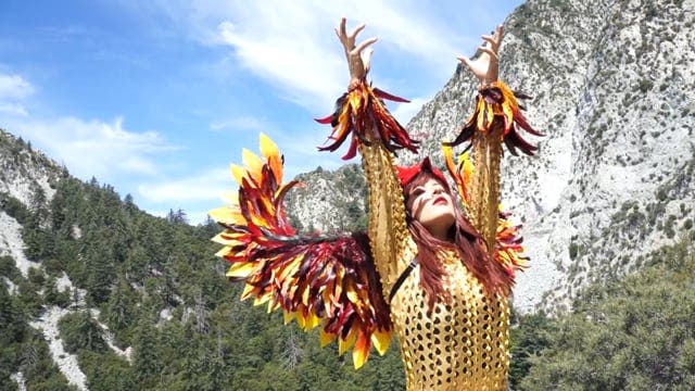 Phoenix Firebird Feather Mask For Carnival And Halloween Costume - Red - Feathers