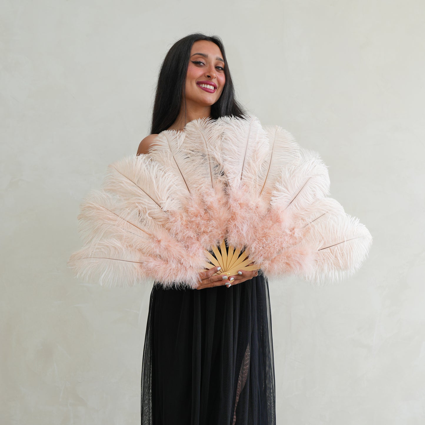 Champagne Ostrich Fan with Marabou