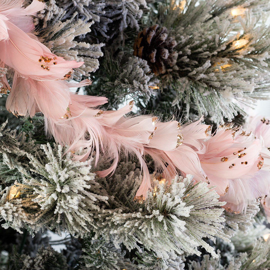 Feathered Pink Christmas Garland